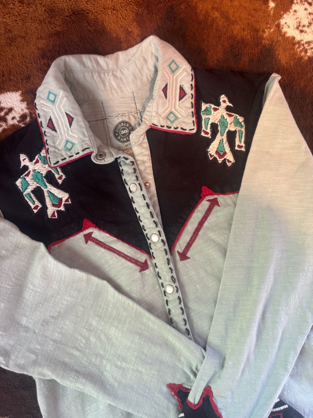 Double D Ranch turquoise pearl snap